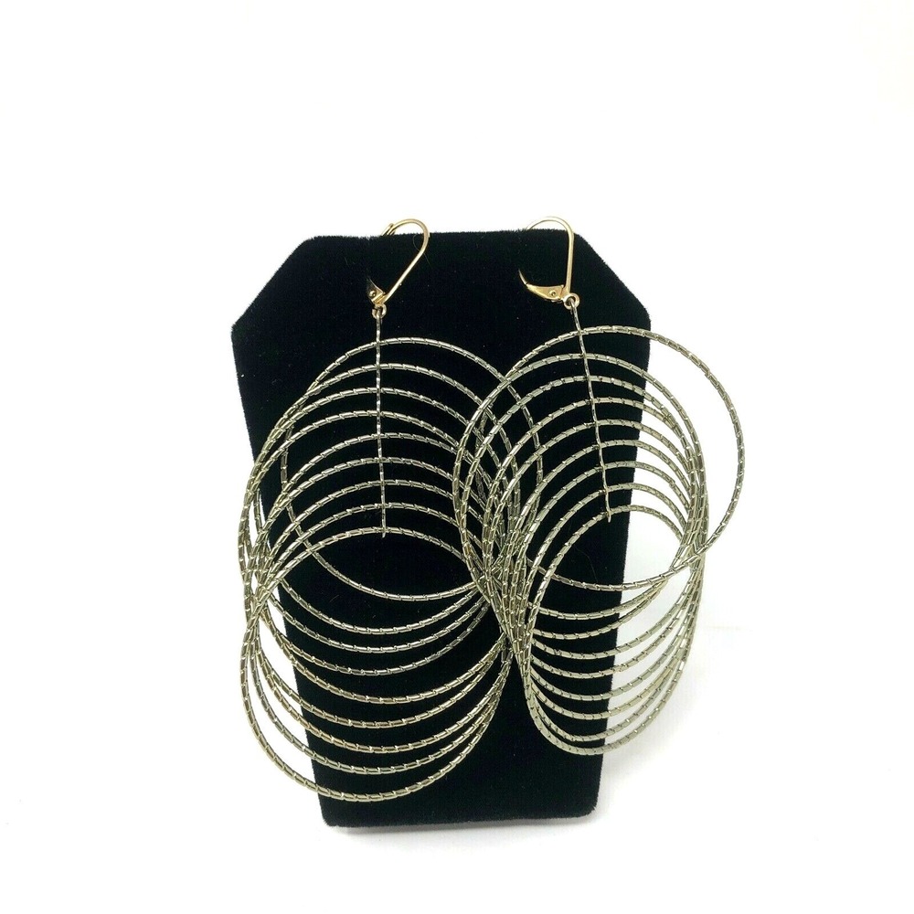 Avon Mark Earrings Conjoined Circles Hoops Lever‎ Back Silver Tone
